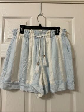 Lauren James Blue & White Striped Tassel Shorts